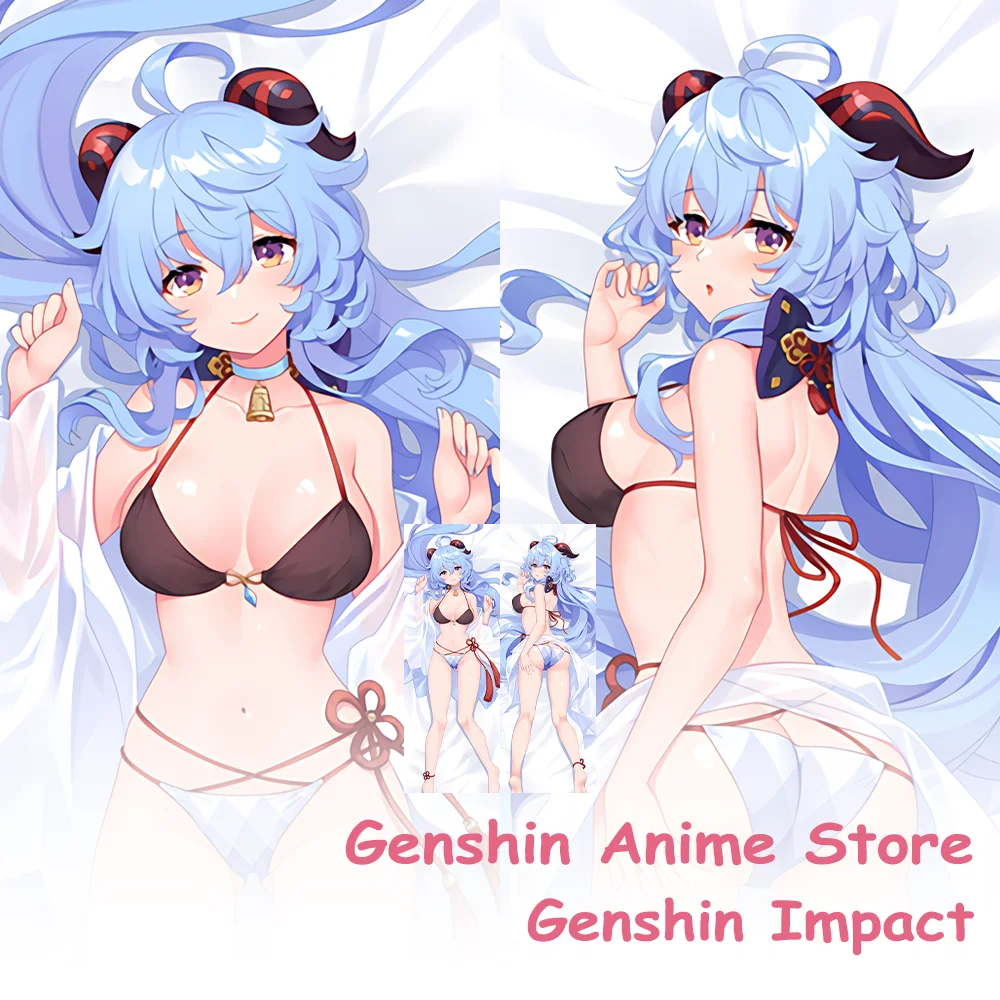 Anime Ganyu Genshin Impact Cosplay Dakimakura Hugging Full Body Pillow Case Otaku Pillowcase Throw Cushion Case Bed Decor Gift