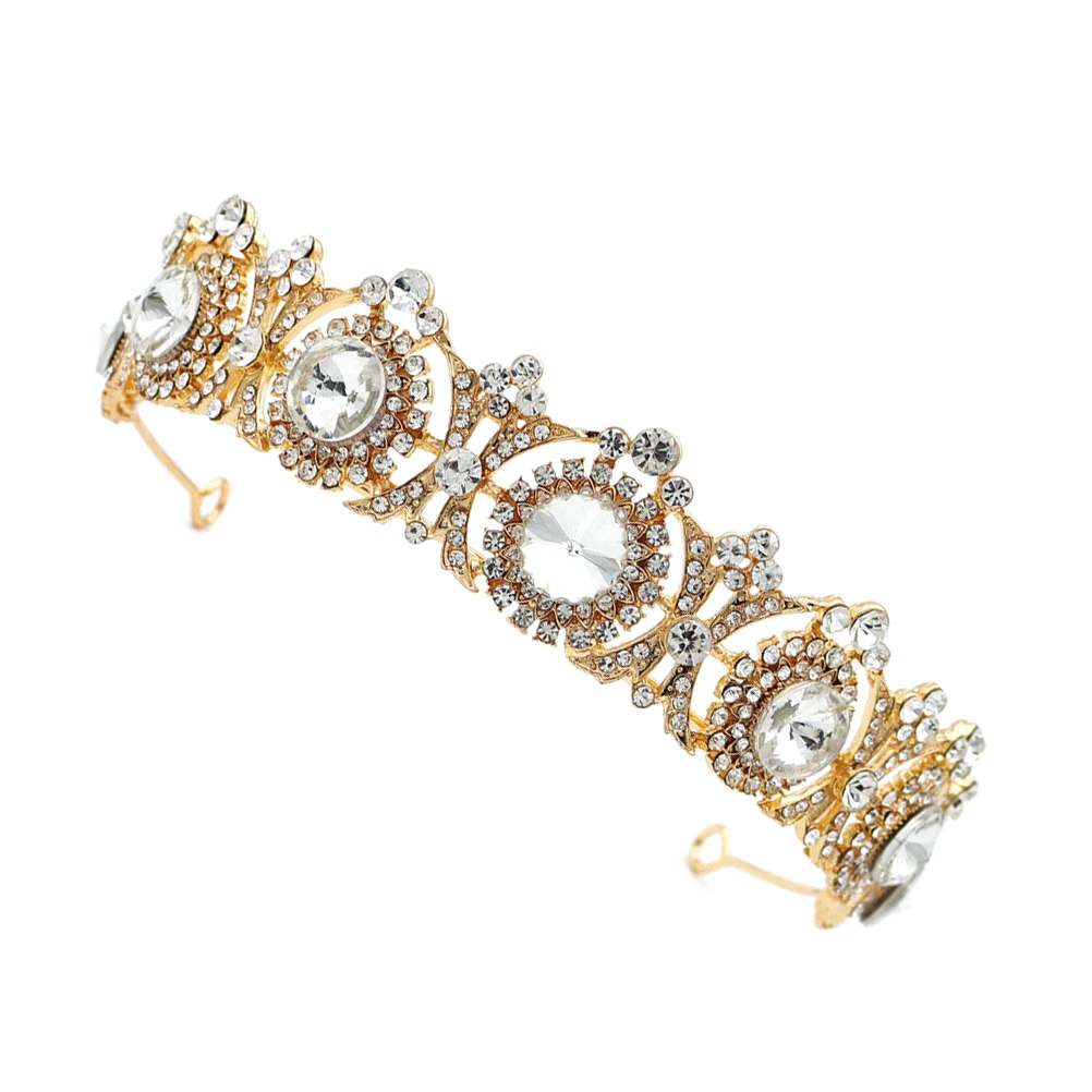 

Elegant Bridal Crown Wedding Tiara Vintage Headdress Hollow Crystal Design For Bride Parties Accessories Hair Tool