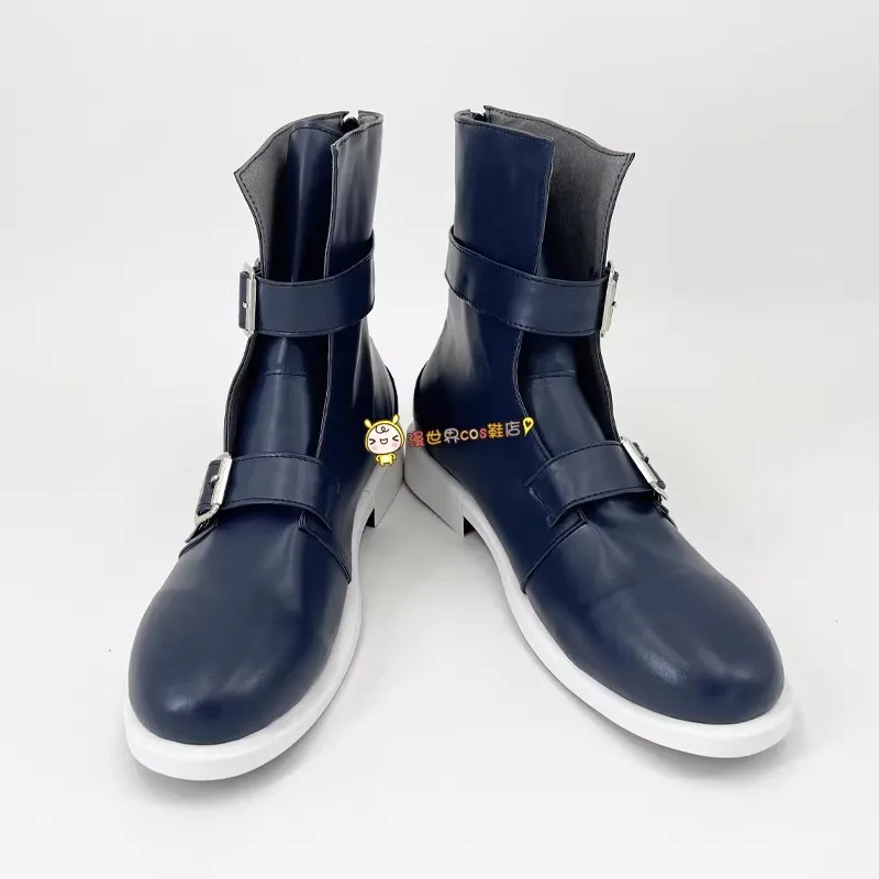 JP Games PERSONA 3 P3 Yuuki Makoto Cosplay Shoes Handmade Leather Black Costume Short Boots