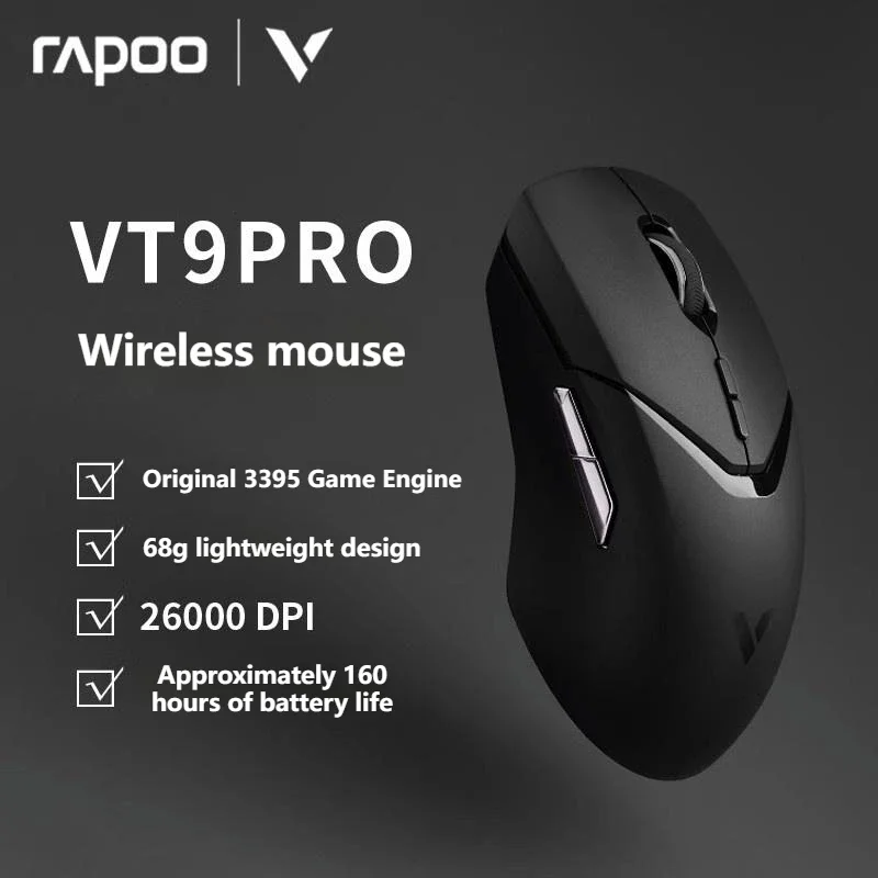 Imagem -05 - Pro Mouse sem Fio Bluetooth Modos Peso Leve Carga sem Fio Jogadores do Escritório Ratos de Longa Reprodução Paw 3395 Rapoo-vt9