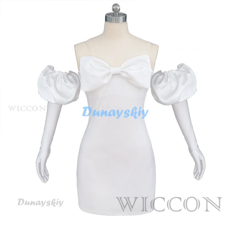 Anime Alien Stage Sua Cosplay Kostüm Frauen niedlichen weißen Kleid Kopf bedeckung Phantasie Party Kleidung Halloween Karneval Uniformen