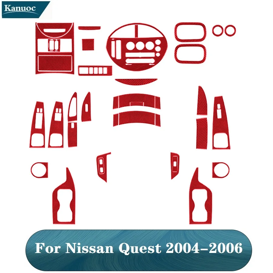 

Для Nissan Quest 2004 2005 2006, углеродное волокно, красные, различные защитные наклейки для различных деталей, декоративные аксессуары для салона автомобиля