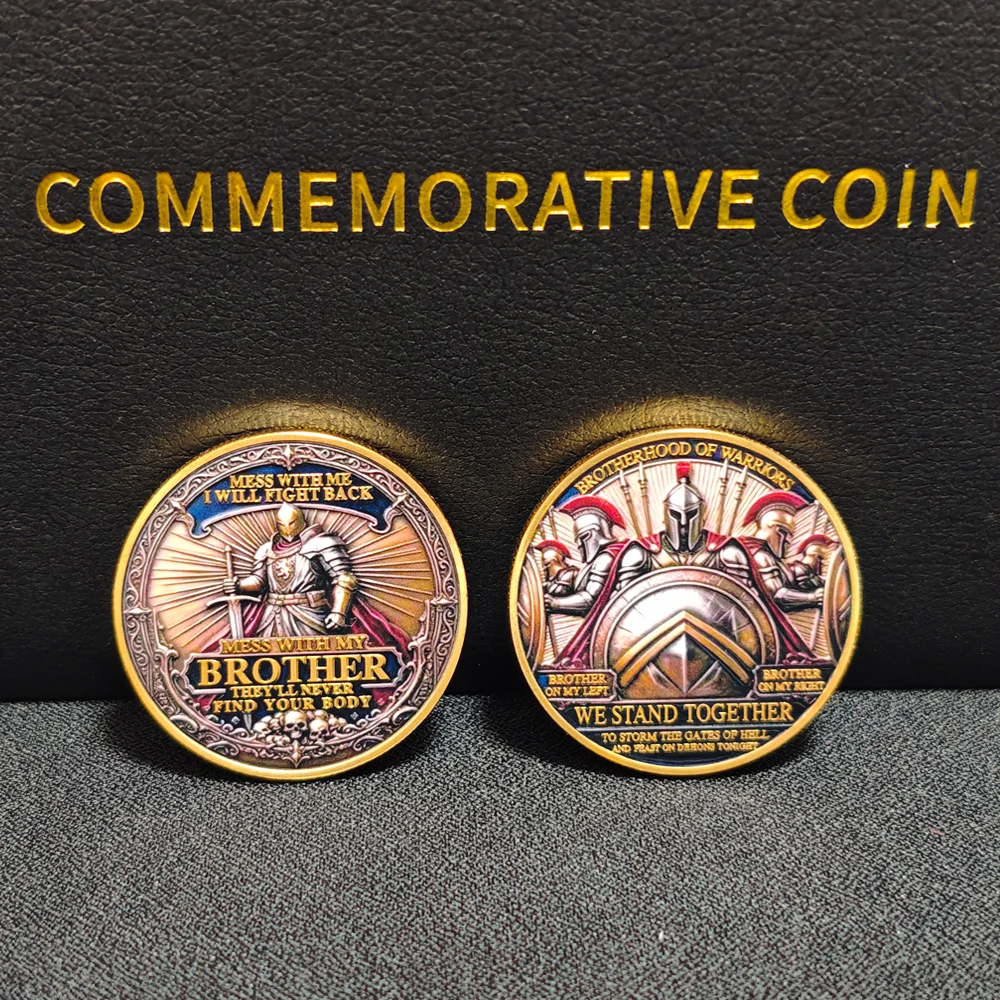 2026 New Spartan Brotherhood Challenge Coin We Stand Together Military Veteran Gold Collectible Coin Gift for Soldier