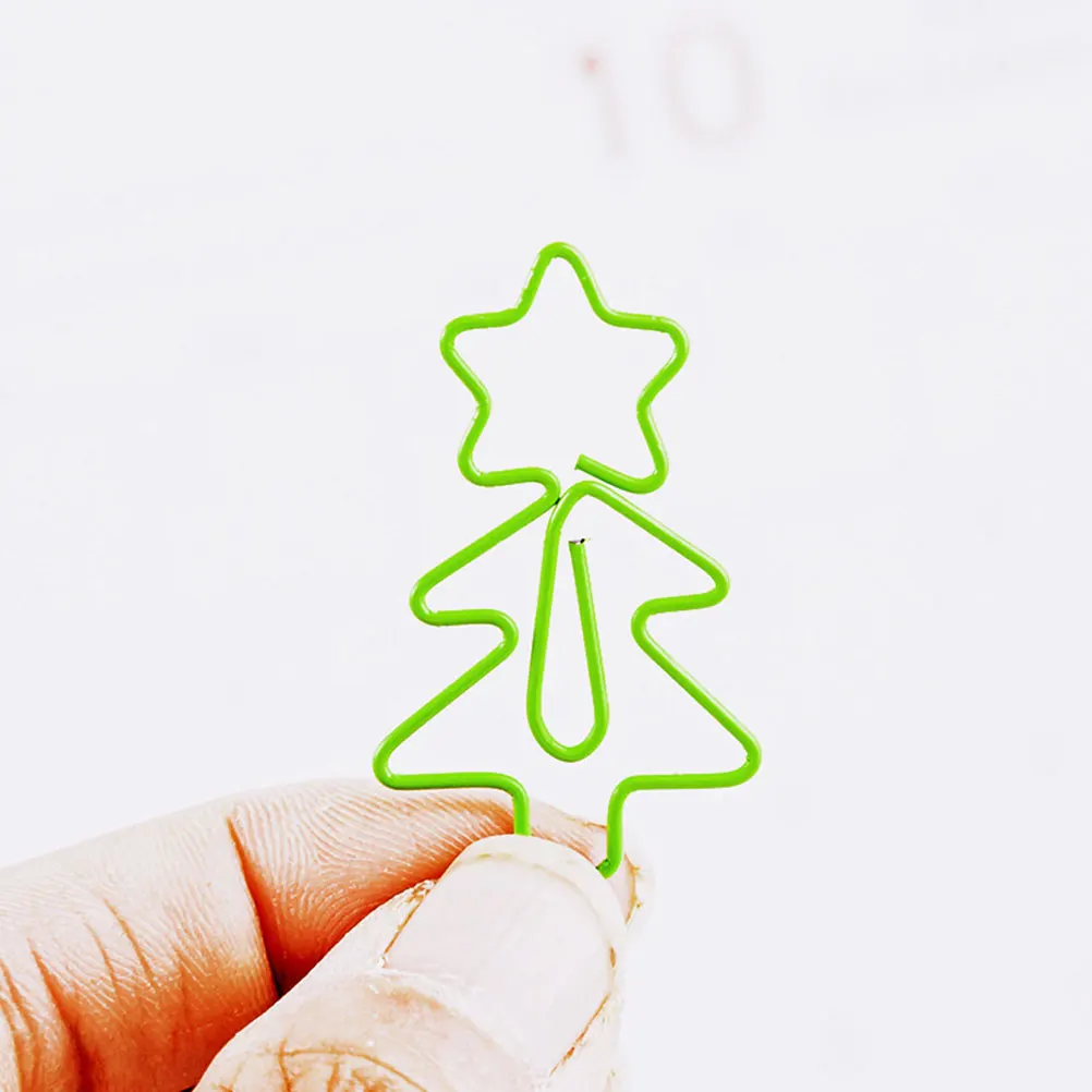 

30 Pcs Christmas Tree Paper Clips Bulk Color Scroll Coated Metal Cute Paperclips Gold Festive Design Longlasting Smooth