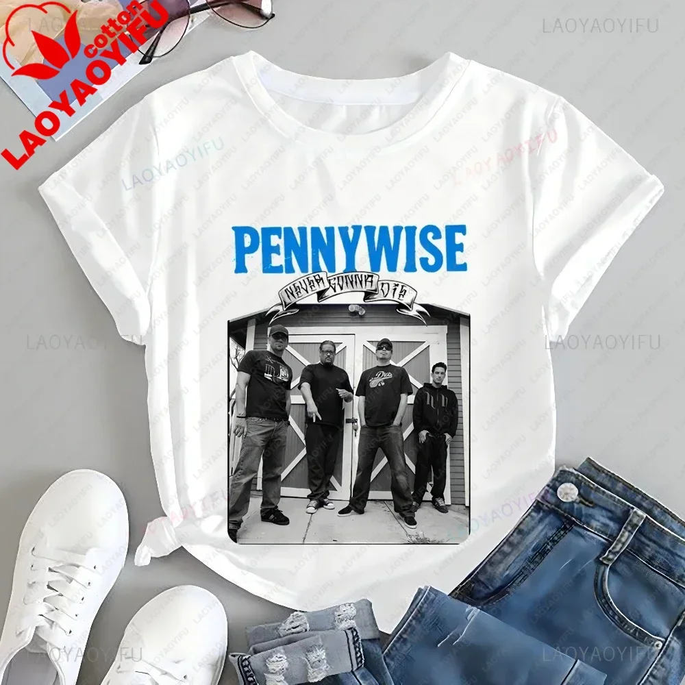 Pennywise Punk Rock Band's Classic Logo Printed T-shirt, Suitable for Both Men and Women, Made of Fashionable Cotton Fabric