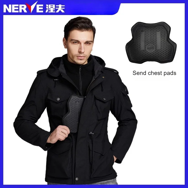 

NERVE Motorcycle Jacket Suit Men's Moto Jacket Winter Warm, Waterproof and Cold Casual Commuter Jacket with CE Protective Gear