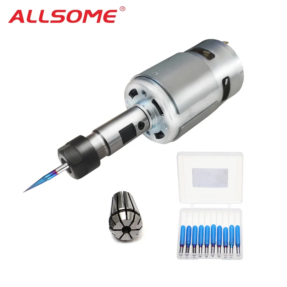 

775 DC Motor 12-36V 4000-12000 RPM Ball Bearing Spindle Motor with ER11 Extension Rod Carving Knife for CNC Router Machine