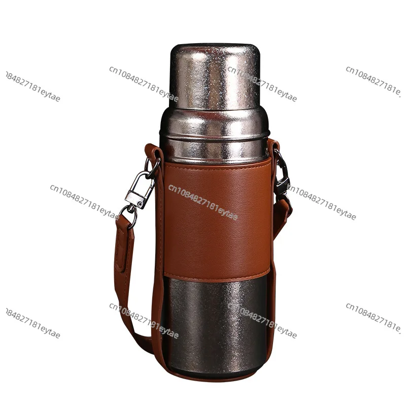 Portable double-layer pure titanium thermos cup Car high-end vacuum double-layer 600ML large-capacity stewed teacup