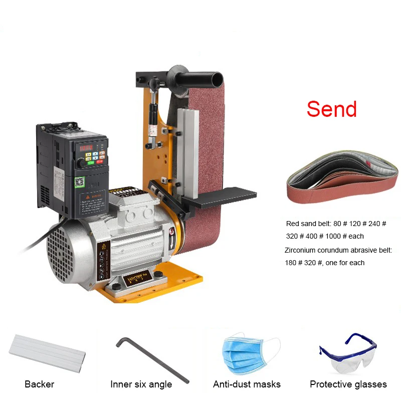 

Industrial Belt Sander 1500W Adjustable Speed Metal Woodworking Grinder Electric Sharpener Wire-drawing Polisher