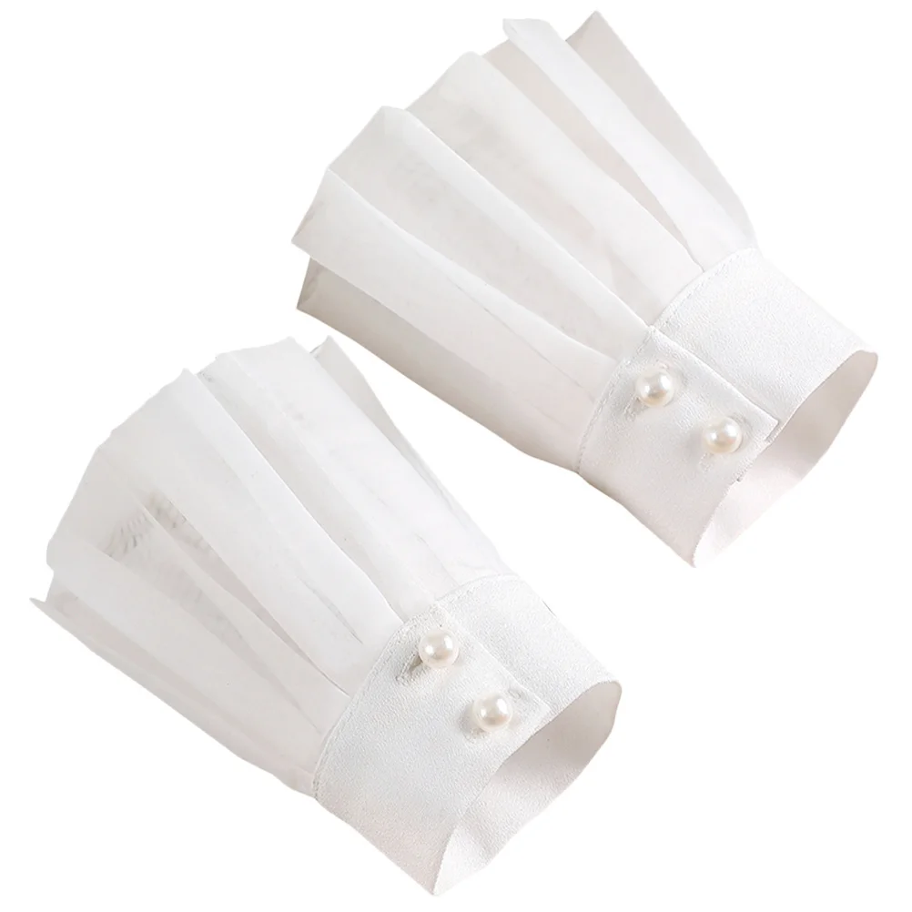 1 Pair Detachable Fake Sleeve Cuffs Chiffon Wrist Cuffs For Women Elegant Dress Accessories False Sleeves Wedding Prom Party