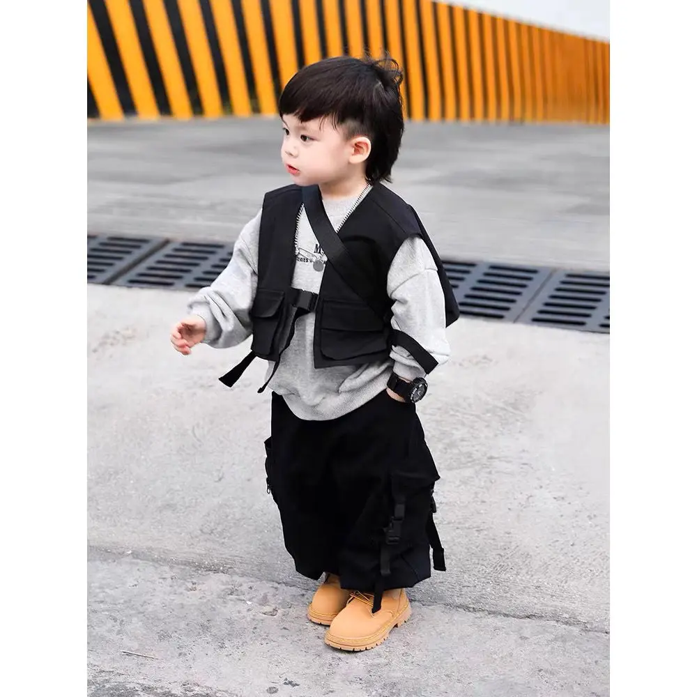 3 PCS set Spring Autumn Boy Handsome set Casual vest+ TShirt+Loose Pant Kid Children baby toddler Boy Fashion clothes Streetwear