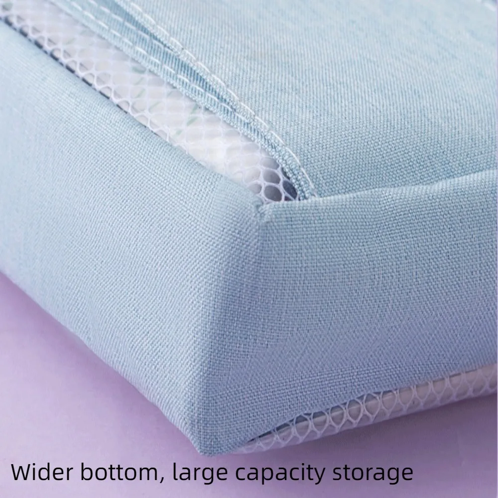 Large Capacity Stationery Storage Bag Candy Color Carrying Student Book Pouch Folders Portable Mesh File Bag Document