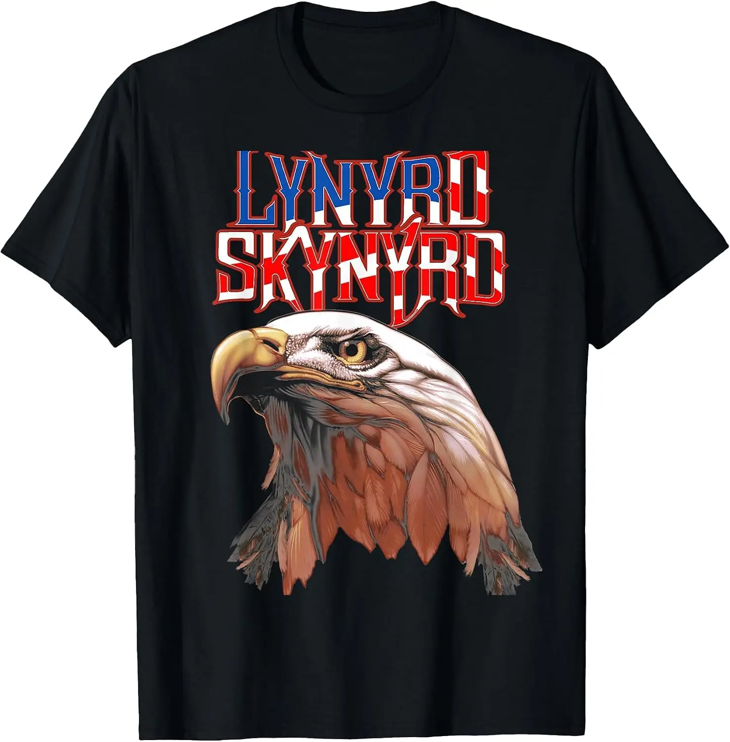 Americana Eagle Free Bird Retro Rock Flag US T-Shirt Men Vintage Graphic T‑Shirt, Casual Crew Neck Short Sleeve Retro Art Print Tee, Classic Distressed Style Printed Top