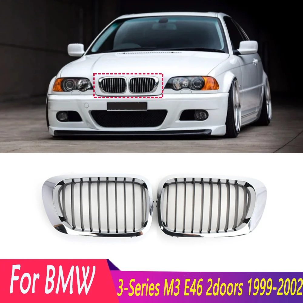 Front Bumper Kidney Single/Double Line Grill For BMW 3-Series M3 E46 2doors 1999 2000 2001 2002