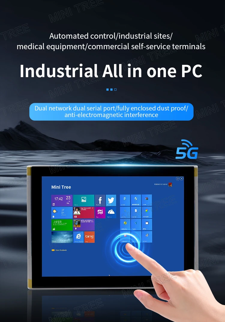 10.1 นิ้ว Fanless Touchscreen PC 12Th Core i5 1235U i7 1255U Dual COM IP65 กันน้ําคอมพิวเตอร์อุตสาหกรรม Windows11 VESA Mount