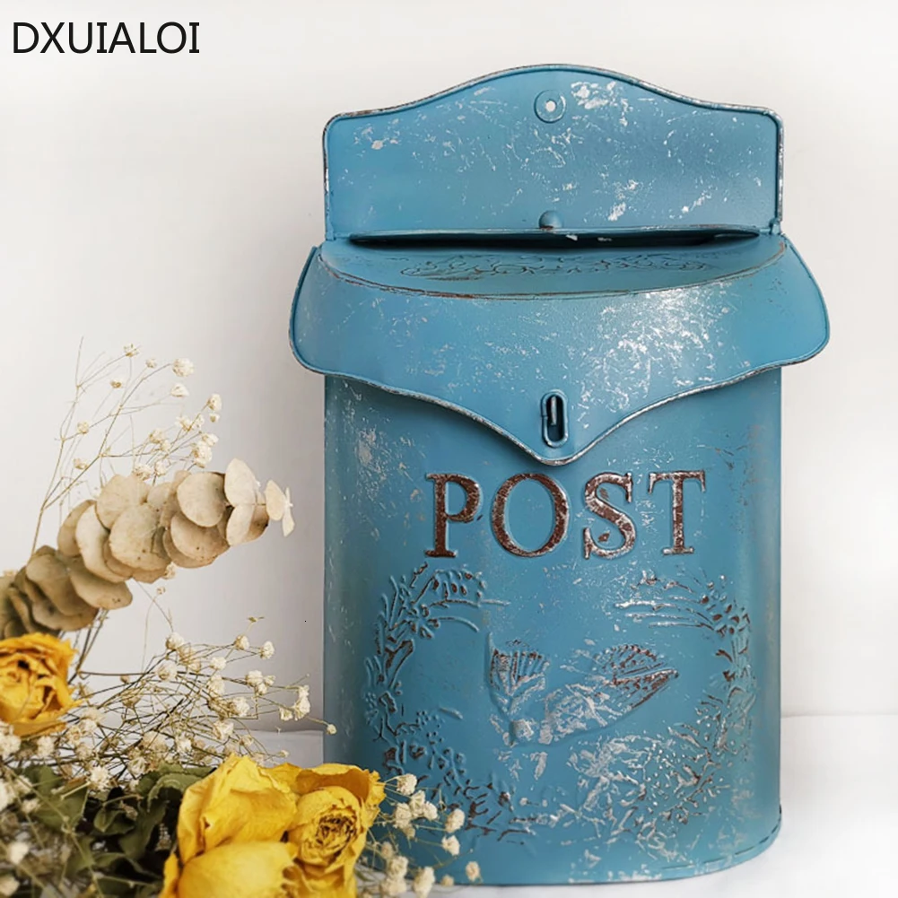 1pc European style iron retro mailbox, sealed suggestion box, newspaper mailbox, Wedding Garden Decoration home mailbox post box