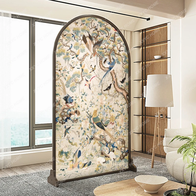 Ancient solid wood mobile screen partition retro art seat screen in 