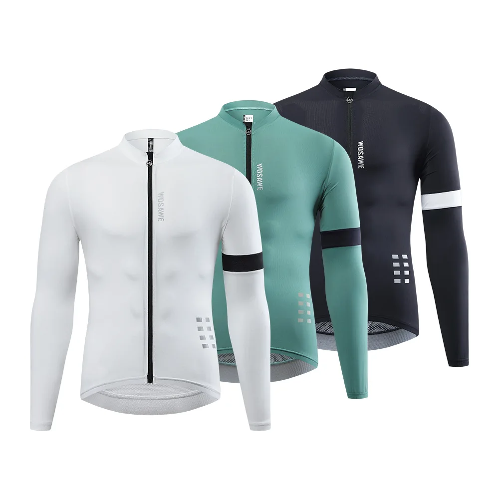 

Outdoor Cycling Men's Cycling Long Sleeved Solid Color Tight Reflective Top for Comfortable and Breathable9 Clothes hunting