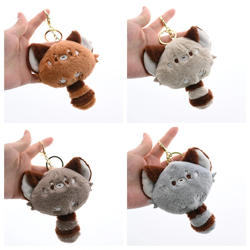 1Pcs Fun Cute Red Panda Headphone Bag Keychain Cartoon Mini Bear Plush Storage Bag Pendant Girls Children Birthday Small Gift