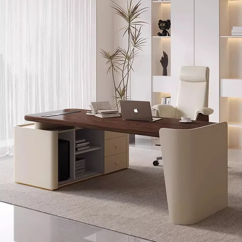 Wood European Office Desk Luxury Drawers Corner L Shaped Organizers Computer Desks Standing Floor Mesa De Computador Furniture