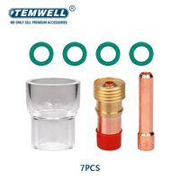 7PC Tig Welding Torch Stubby Gas Lens #12 Pyrex Glass Cup Contact Tip Collet Kit For WP17 WP18 WP26 Tool Parts Heat Resistant