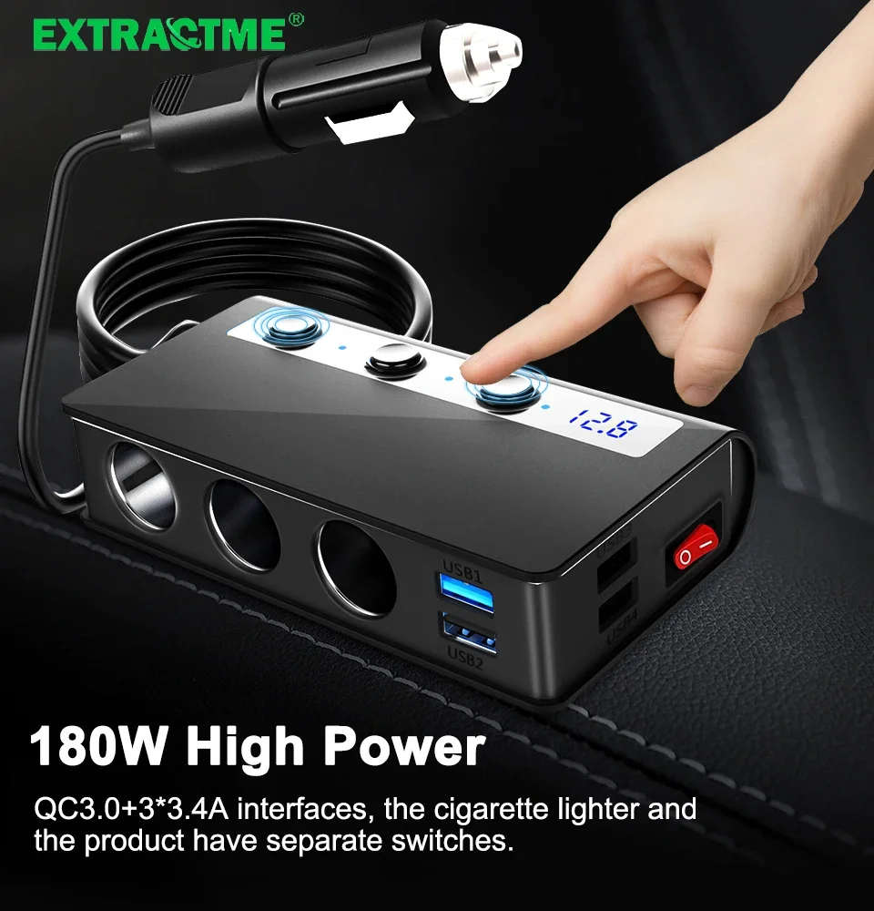 

Extractme Quick Multi Ports 3.0 Lighter Charger With USB Ports Fast Cigar Type-C Car Fast Charger Cigar Jack