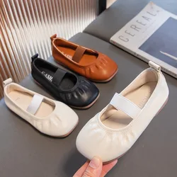 Girls Shoe 2023Summer New Girls Fashion Leather Shoe Super Soft Top Soft Sole Kids Shoe Allmatch Princess Shoesтуфли для девочки