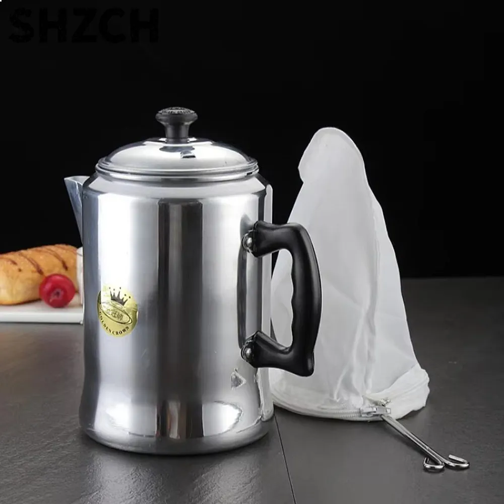 Hong Kong Style 3L Aluminum Stovetop Coffee Percolator for Milk Tea Turkish Coffee Vintage