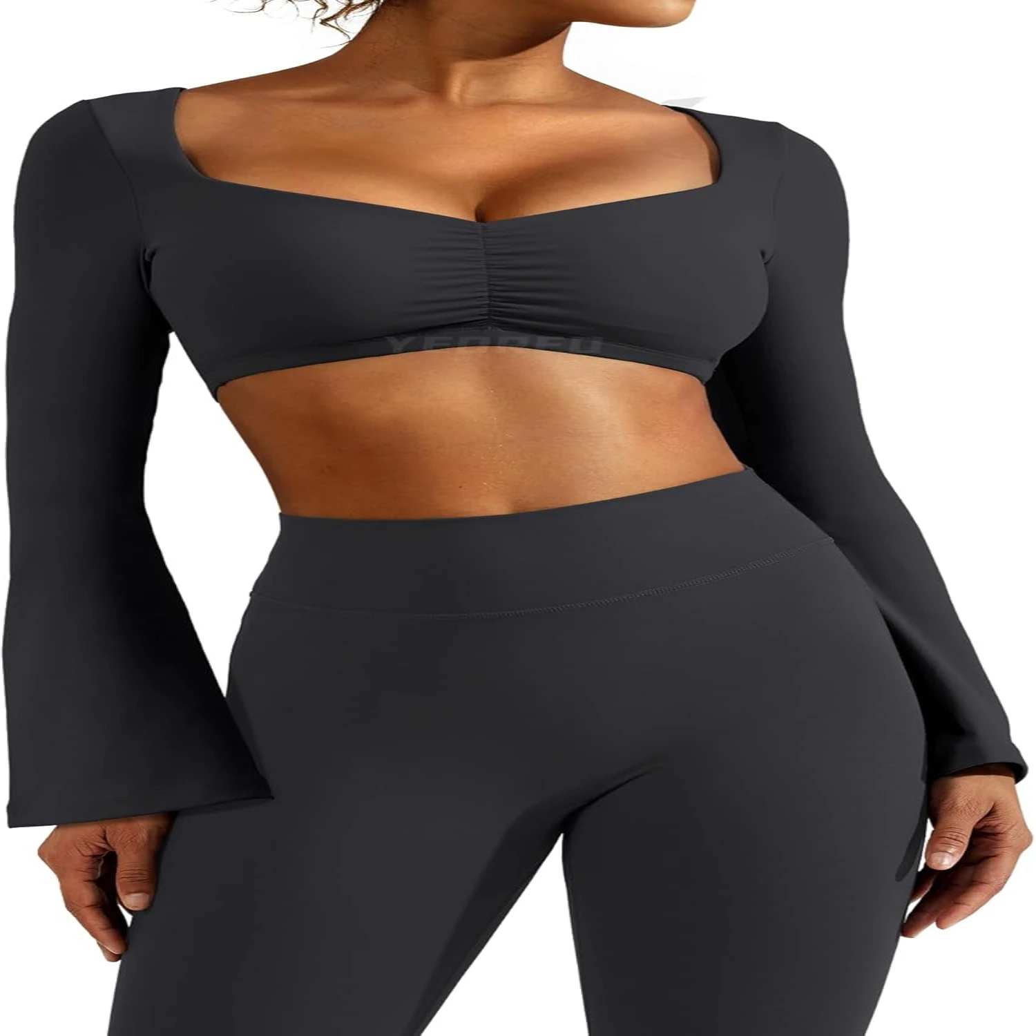 Enhance Your Workout Experience with Stylish and Comfortable YEOREO Kyla Women's Sports Apparel - Padded Long Sleeve Yoga Shirt.