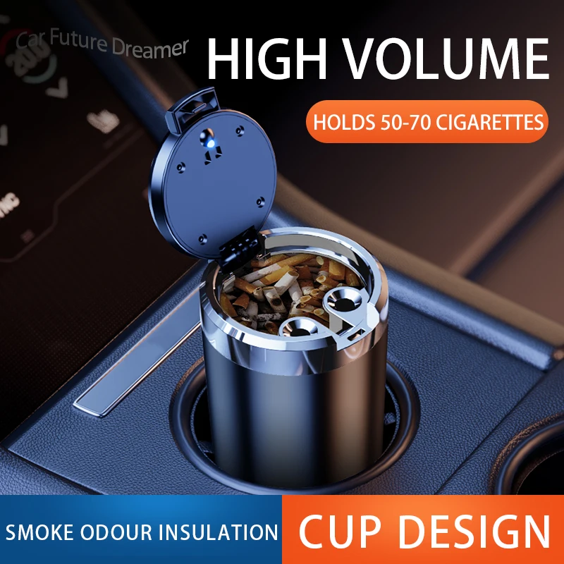 Portable LED car ashtray cup with lid, fireproof and odor-proof For ford-FOCUS fiesta Fusion mustang MONDEO Kuga
