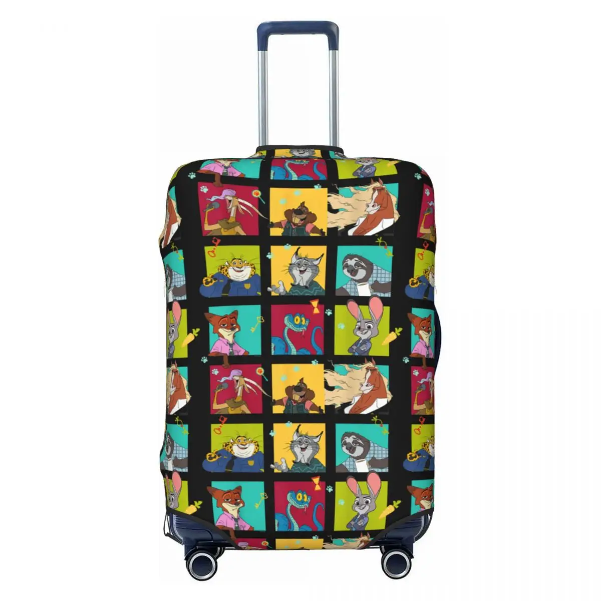 

Zootopia 2 Illustrated Characters Grid Suitcase Cover Holiday Elastic Luggage Accesories Cruise Trip Protection