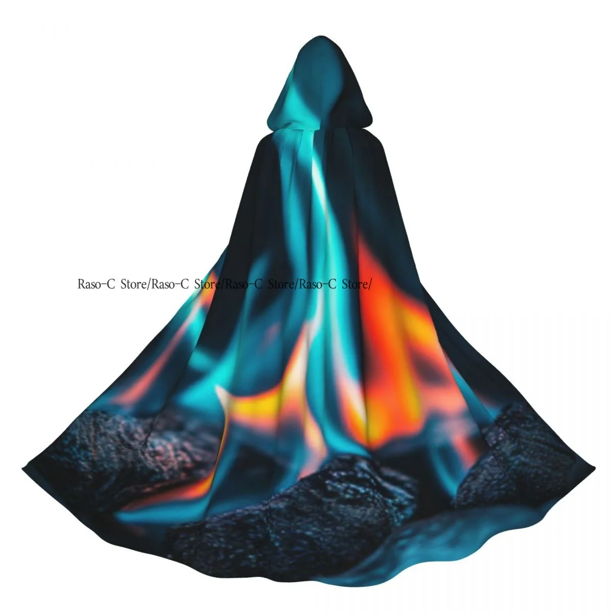 

Abstract Fire Texture Hooded Cloak Polyester Unisex Witch Cape Costume Accessory