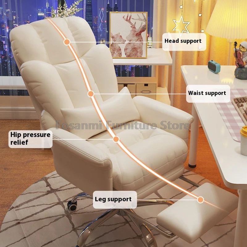 كرسي مكتب جلدي قابل للتعديل مع مسند ذراع منحني خارجي كرسي مريح كرسي كمبيوتر دوار كرسي مكتب ألعاب منزلي ناعم