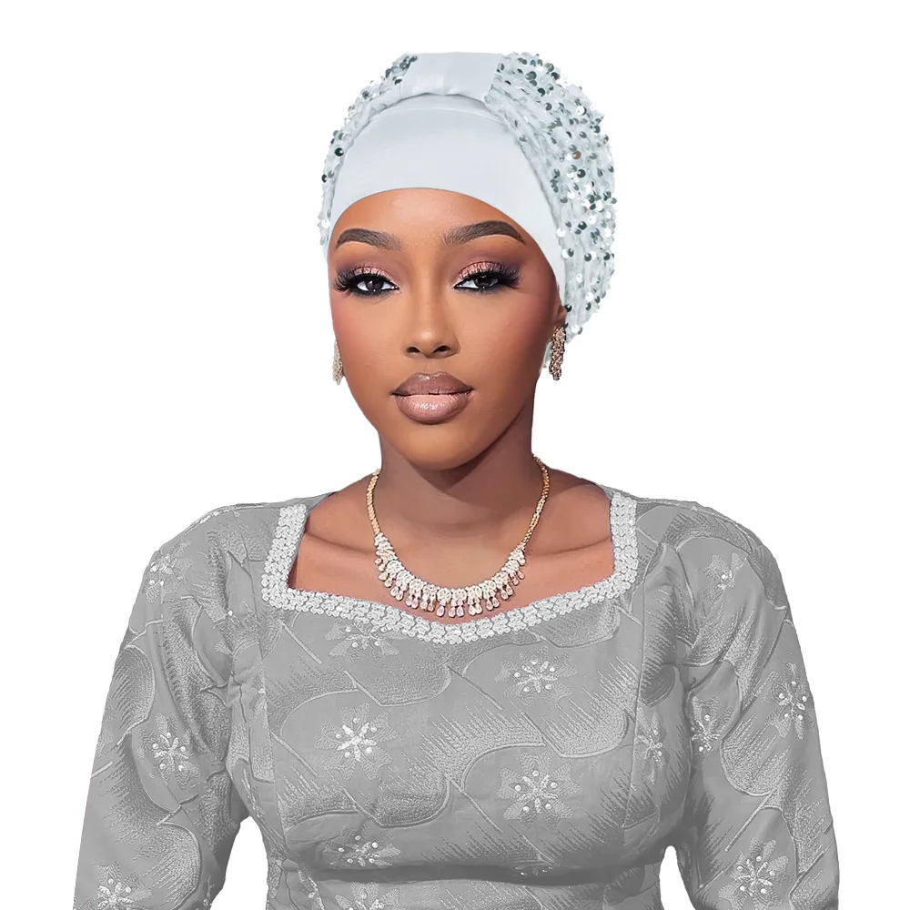 

Верхняя завязанная шапка-тюрбан с блестками для женщин, платок, капот, исламский головной убор, шапка, женская шапочка, повязки на голову, шапки Turbante Mejur