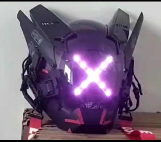 Led Cyberpunk Helm Gezichtsmasker Ritme Technologie Comic Display Cosplay Gloeiend Gezichtsveranderend Cool Masker Schietrekwisieten Decoratie