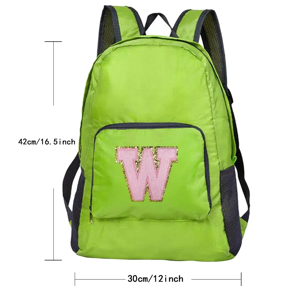 Portable Outdoor Hiking Commuter Pink Letter Embroidered Logo Pattern New Men's and Women's Versatile Large Capacity Backpack