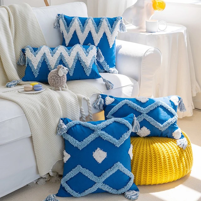 Blue boho pillow covers sale