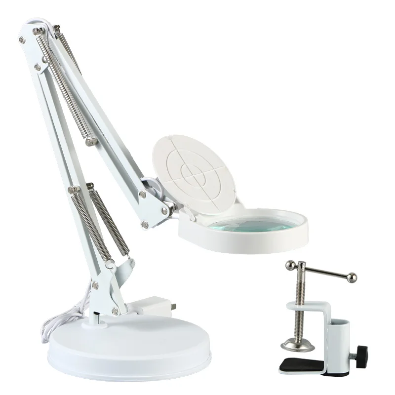 Lampada con lente d\'ingrandimento con supporto e morsetto lampada con lente d\'ingrandimento a LED per lettura, Hobby, artigianato, ricamo, 3 x10x,