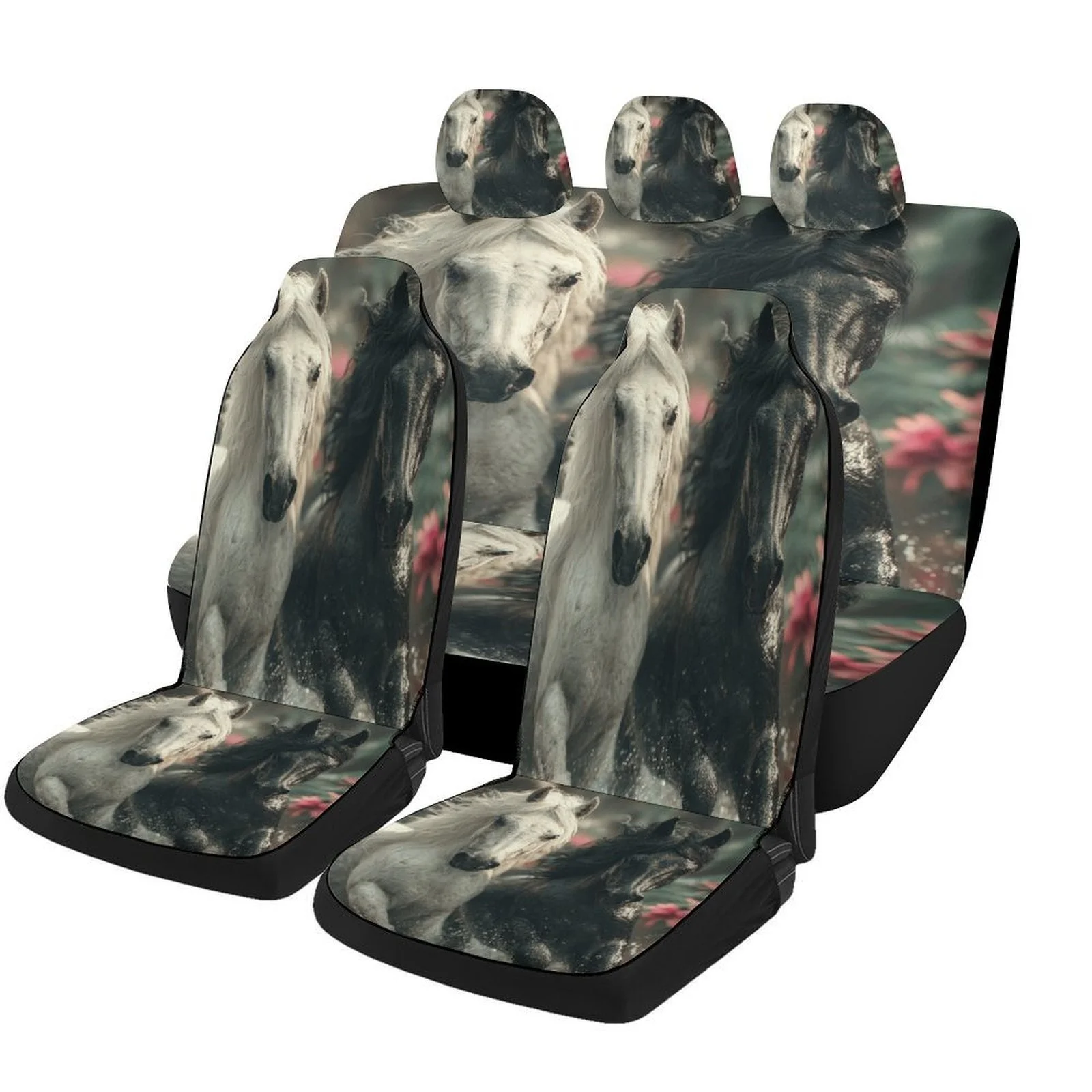 

Набор чехлов для автомобильных сидений Horses Running Designed для большинства автомобилей, модная новинка, высококачественные защитные чехлы для автомобильных сидений, полный комплект, Univer