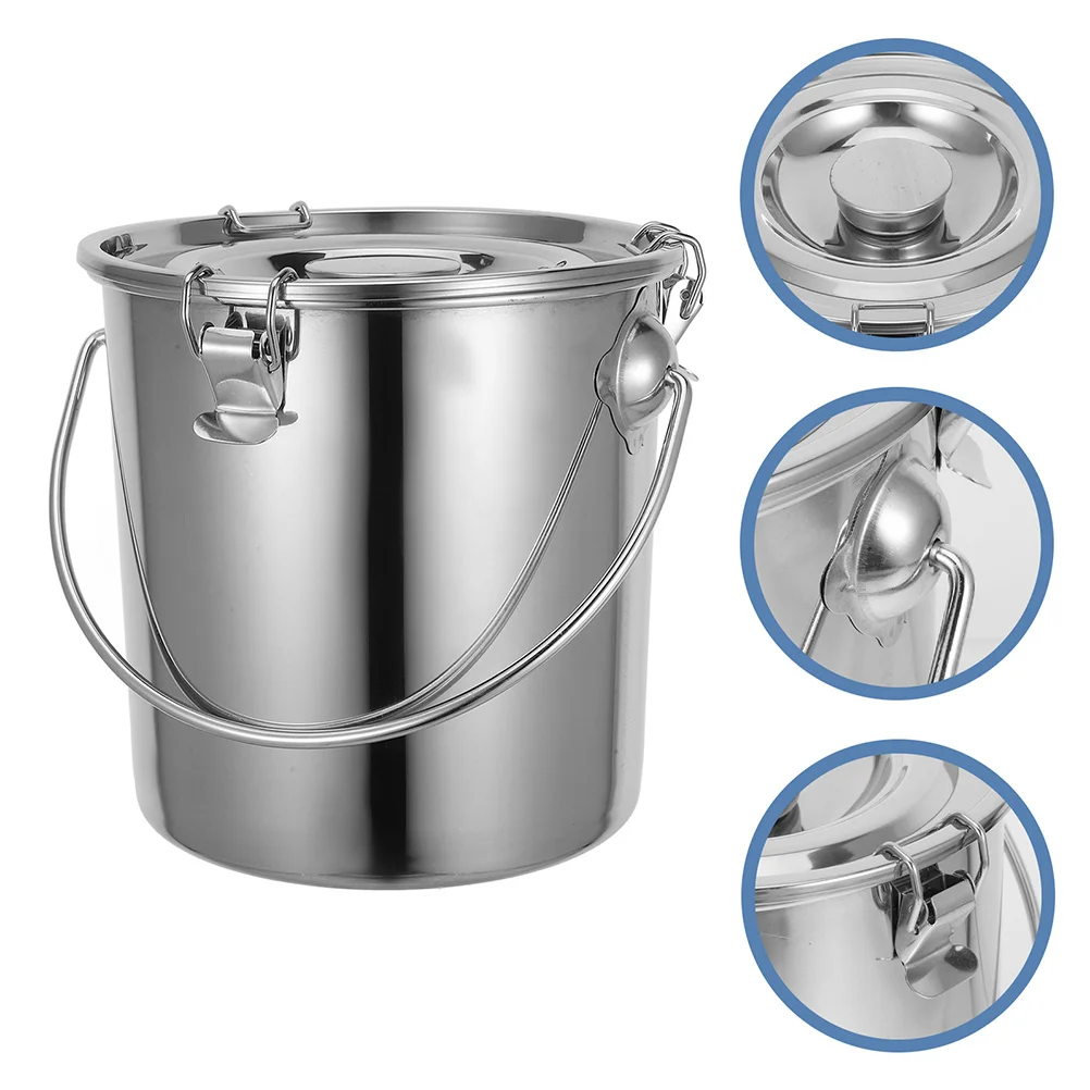 

Sealed Stainless Steel Storage Bucket Large Capacity Rice Oil Milk Water Container Portable Barrel Stainless Steel Oil Bucket
