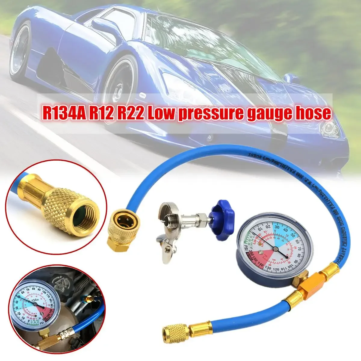 R134A R12 R22 Car Auto AC Air Conditioning 350PSI Recharge Hose with Gauge and Valve