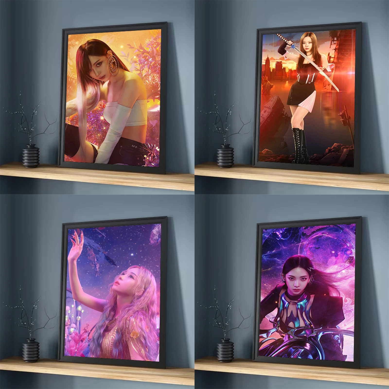 

Kpop A-Aespa Movie Sticky Posters Wall Decoration Poster Decorative Pictures for Living Room Decor Interior Paintings Art Canvas