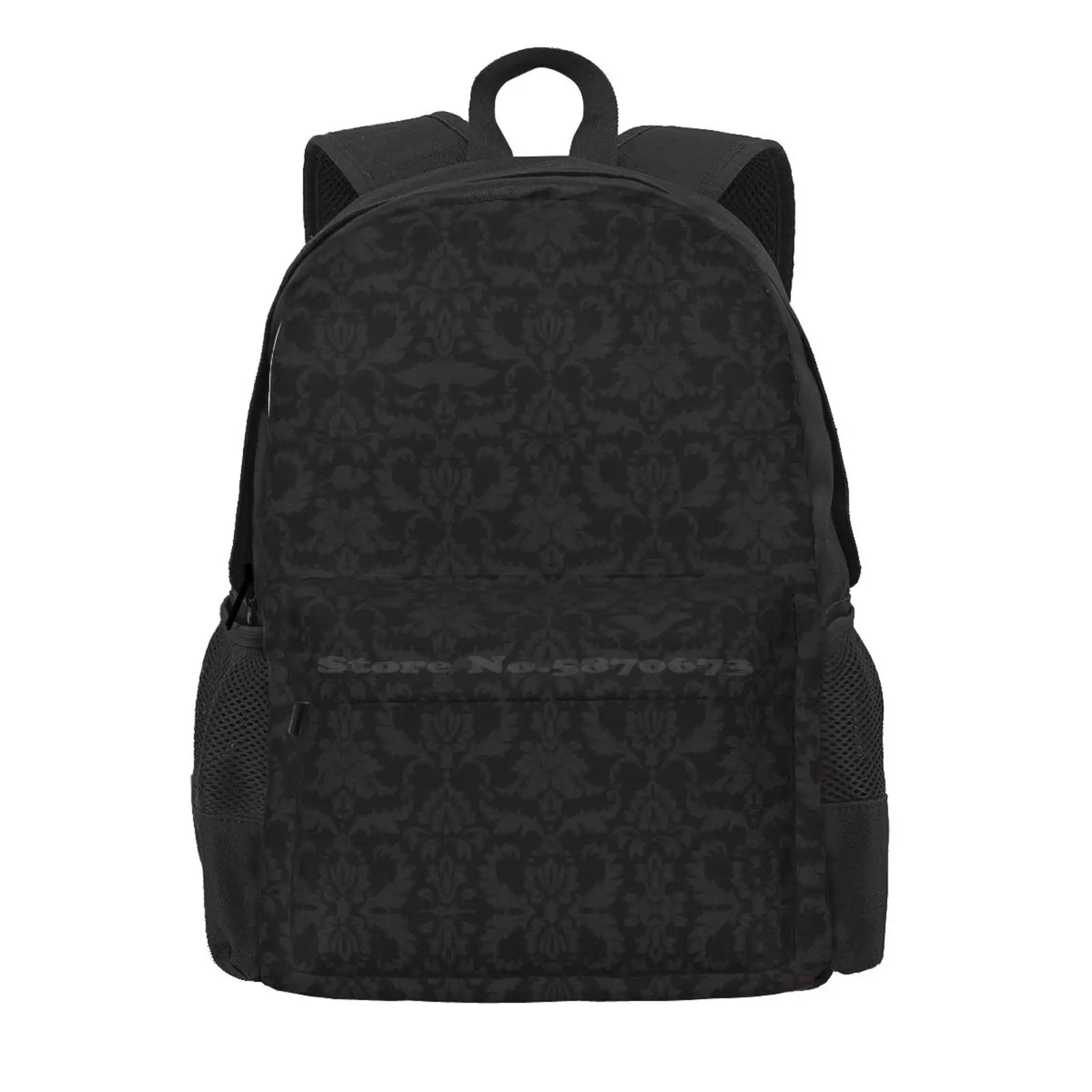 Victorian Gothic Pattern (Black) Hot Sale Schoolbag Backpack Fashion Bags Victorian Pattern Grey Gray Black Floral Vampire