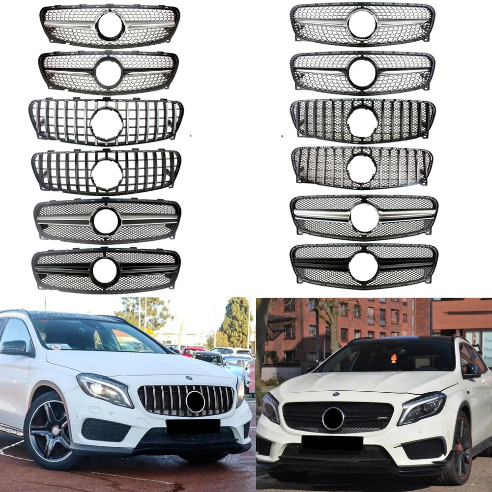 

Front Racing Kidney Radiator Grilles Vertical Grilles Bar Frame For Mercedes Benz X156 GLA180 GLA200 GLA250 2014-2016/2017-2019