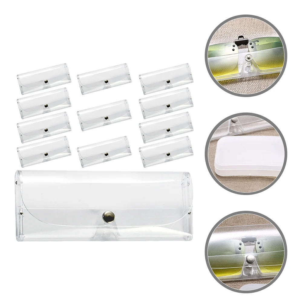 

12 Pcs Glasses Case Transparent Storage Box for Reading Eyeglasses Sunglasses PVC Clear Protective Compact Travel