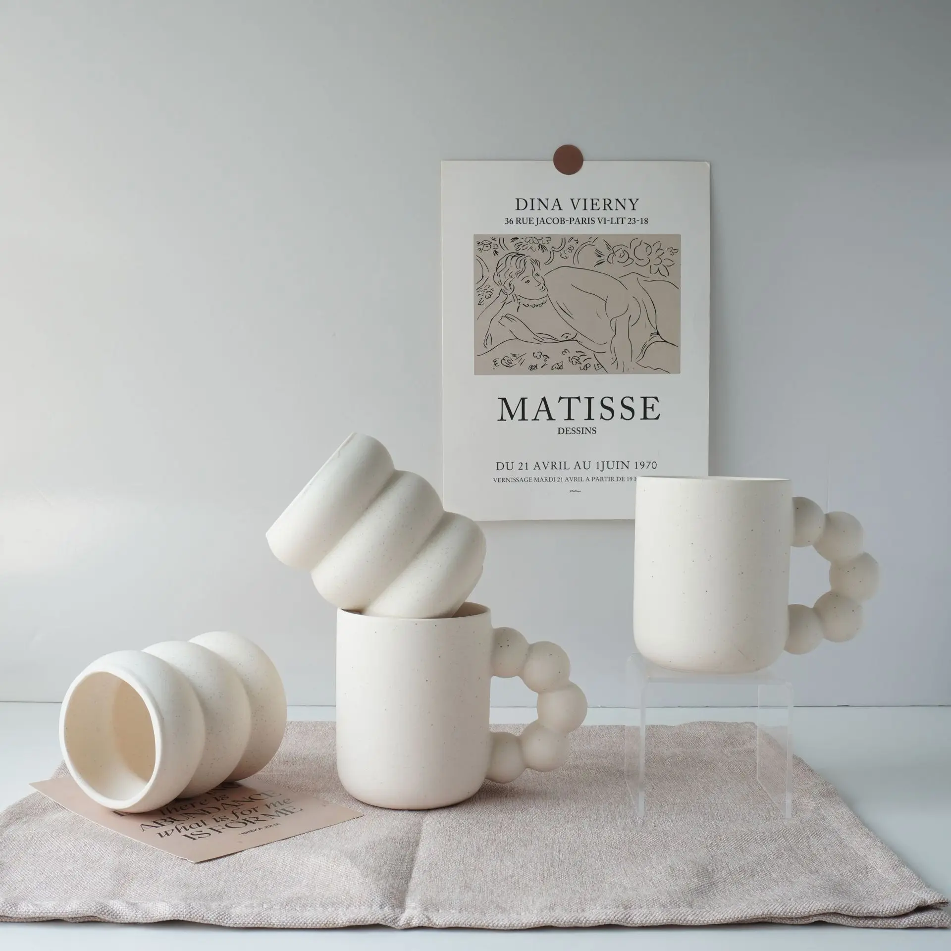 

Минималистичная матовая кофейная кружка с креативной тыквенной ручкой, прочная керамическая чашка для домашнего офиса