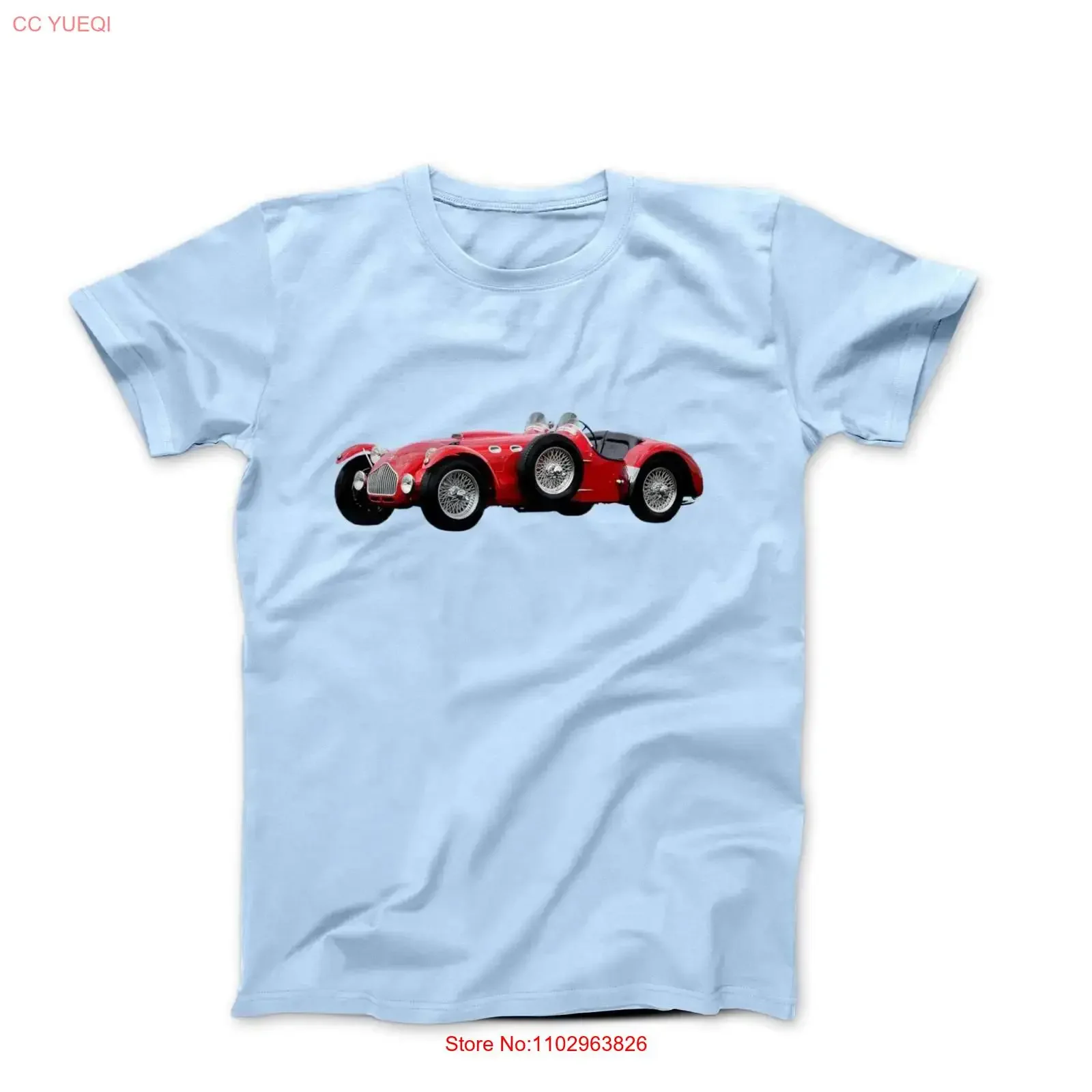 Camiseta vintage de coche deportivo Allard J2 rojo de 1951, estilo streetwear lavado, ropa de diseñador suave para hombre, versátil, ligeramente a la moda, elegante.