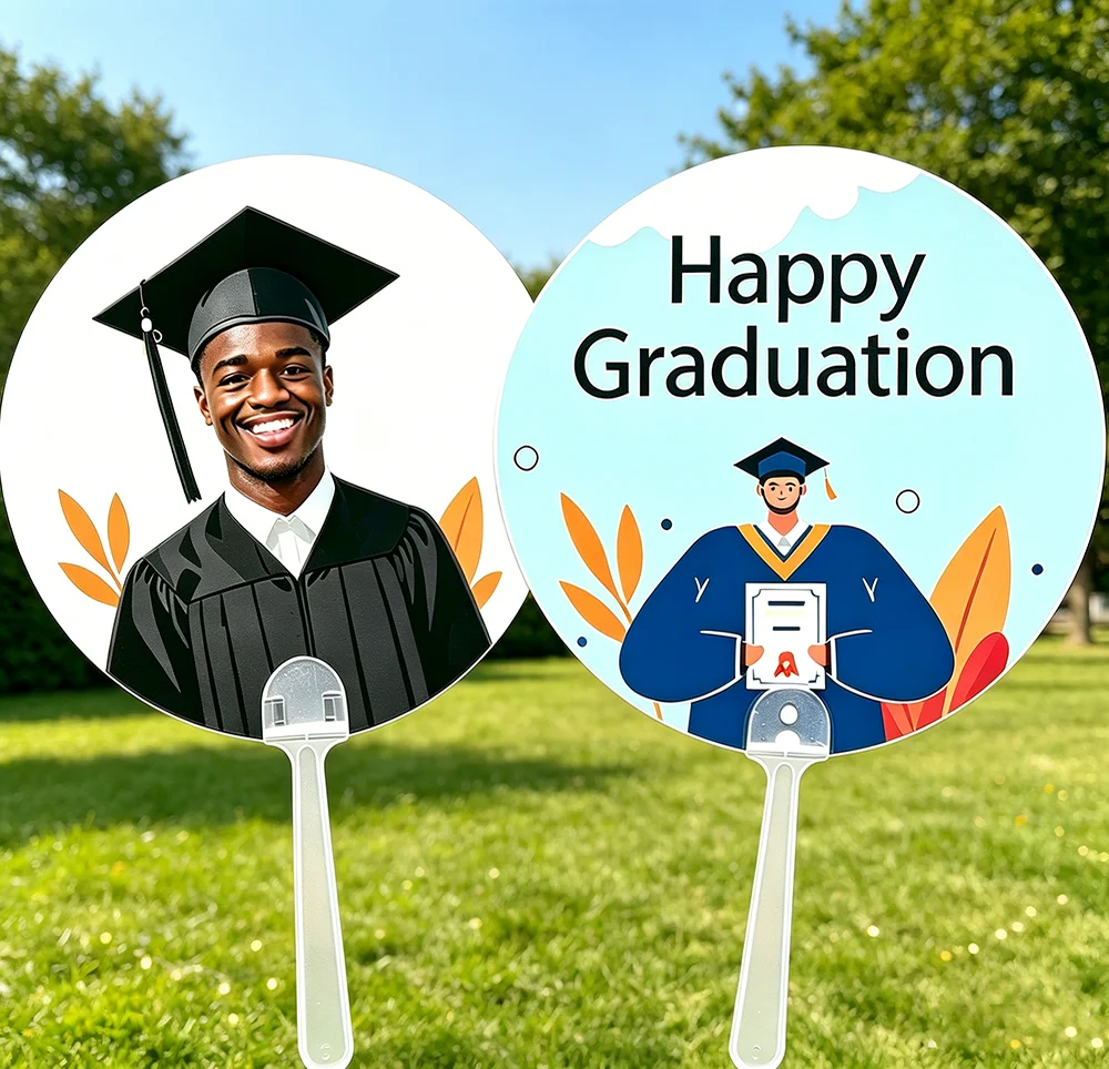 40Pcs Personalized Printing Paper Fans Graduation Ceremony Favors Double-sided Printing Fans Wedding Fans Birthday Party Favors