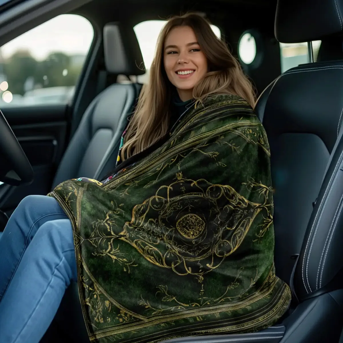 Dark Green Decorative Book-Style Light Luxury Ultra-Soft Flannel Blanket, Extra Large and Thickened, Double-Layer Dense Weave fo