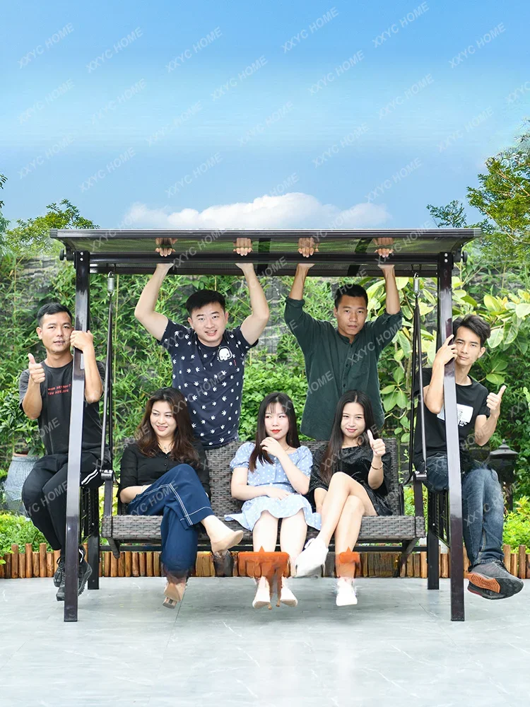 

Уличные качели из ротанга, железные уличные бытовые двойные водонепроницаемые кресла-качалки для взрослых, подвесная корзина для балкона, двора, ротанга